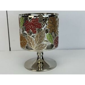 Bath and Body Works Maple Leaf 3‎ Wick Leaves Candle Holder Fall Green Yellow
